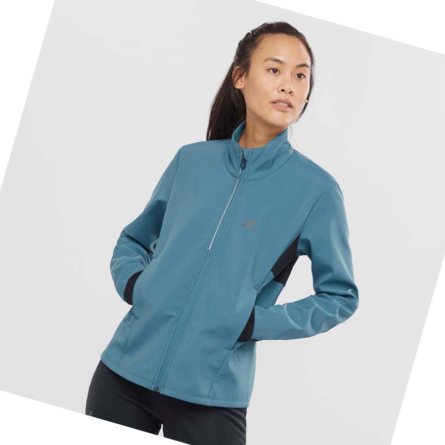 Salomon AGILE SOFTSHELL Jakke Dame Blå | NO3191JPQ