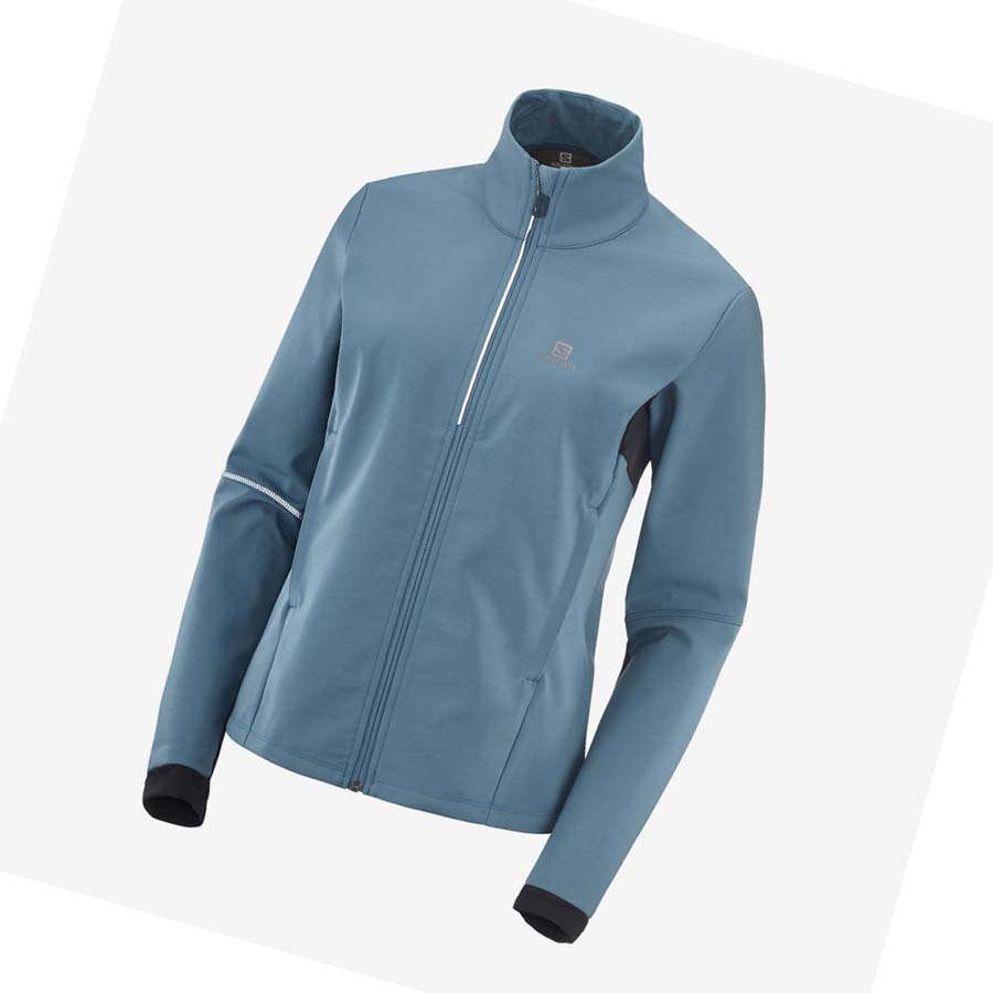 Salomon AGILE SOFTSHELL Jakke Dame Blå | NO3191JPQ