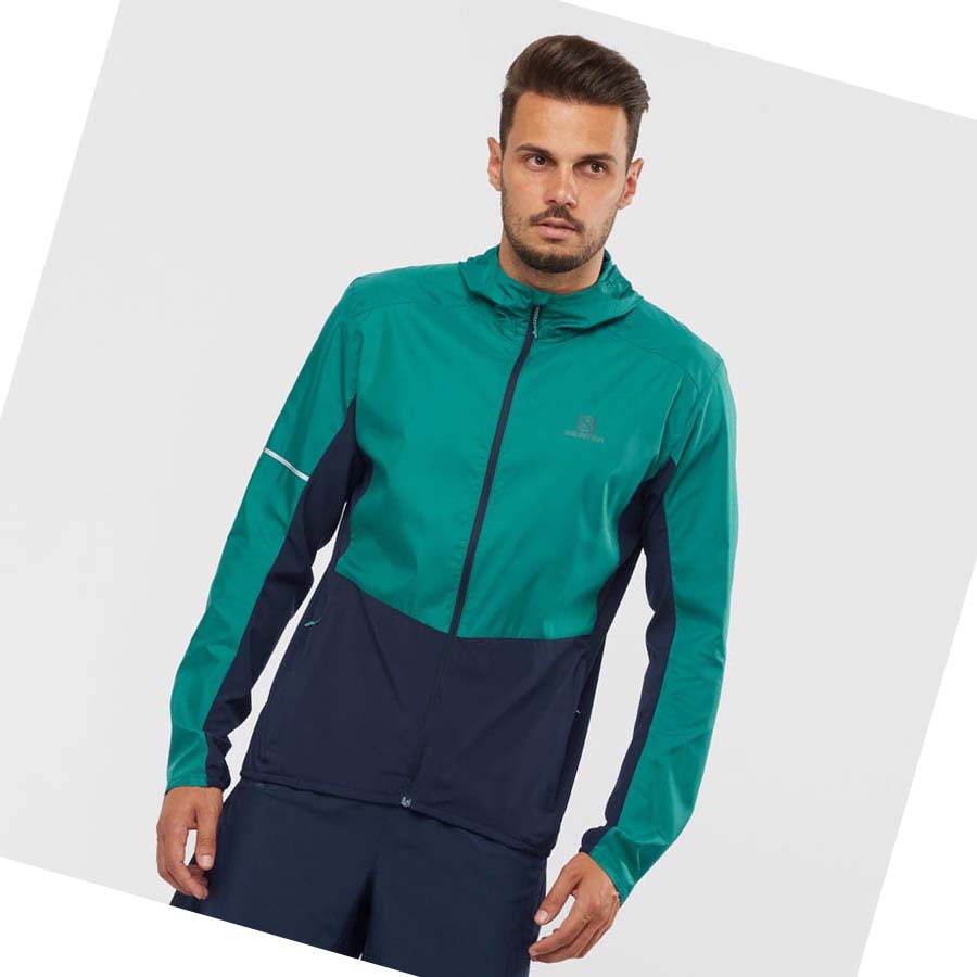 Salomon AGILE WIND WINDBREAKERS Jakke Herre Svarte Grønn | NO2358JPQ