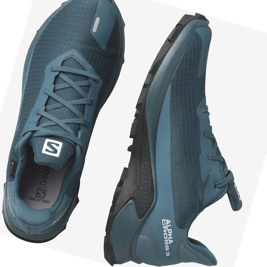 Salomon ALPHACROSS 3 GORE-TEX Trail Løpesko Herre Blå | NO2087RVD