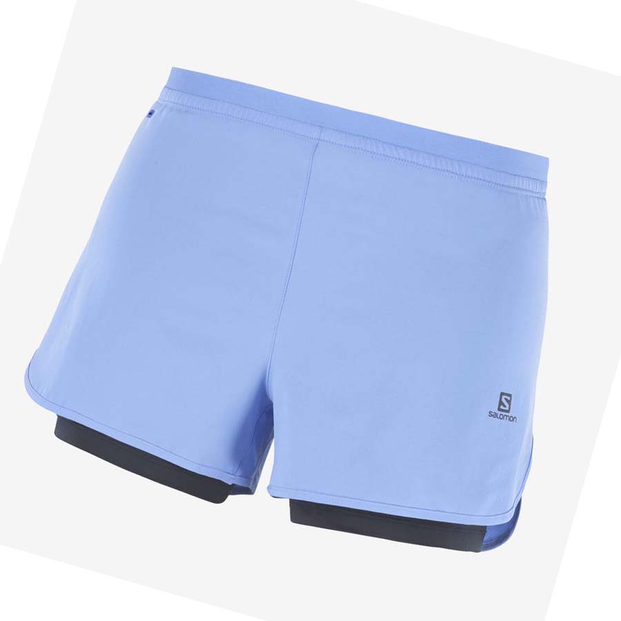 Salomon CROSS 2IN1 Shorts Dame Blå | NO3284UZG