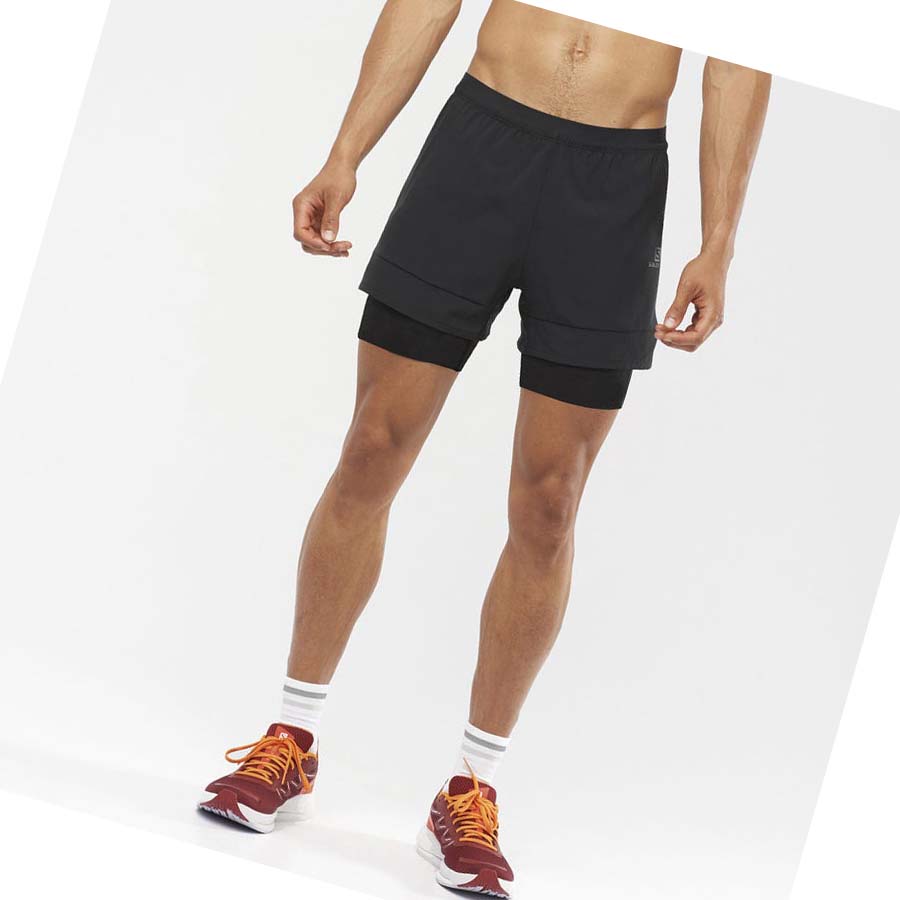 Salomon CROSS 2IN1 Shorts Herre Svarte | NO2463JPQ