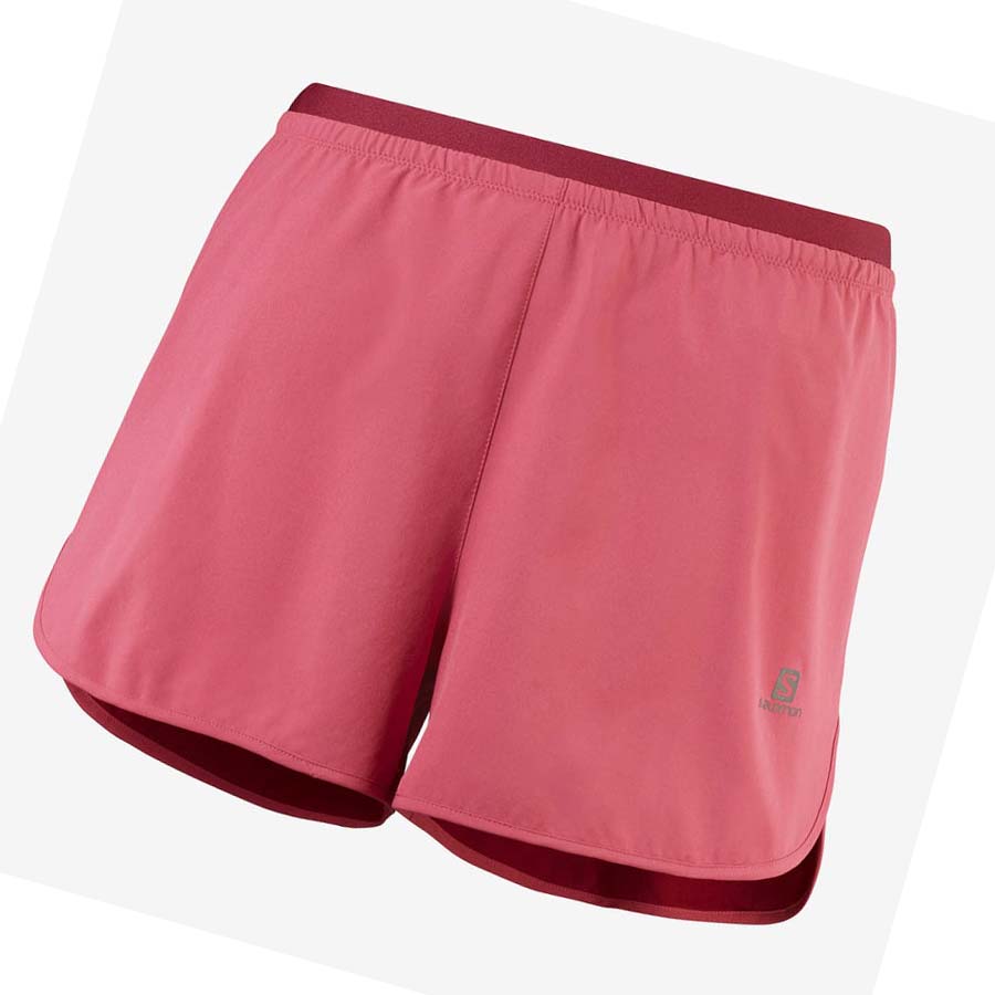 Salomon CROSS 3\'\' Shorts Dame Rød | NO3276NWY