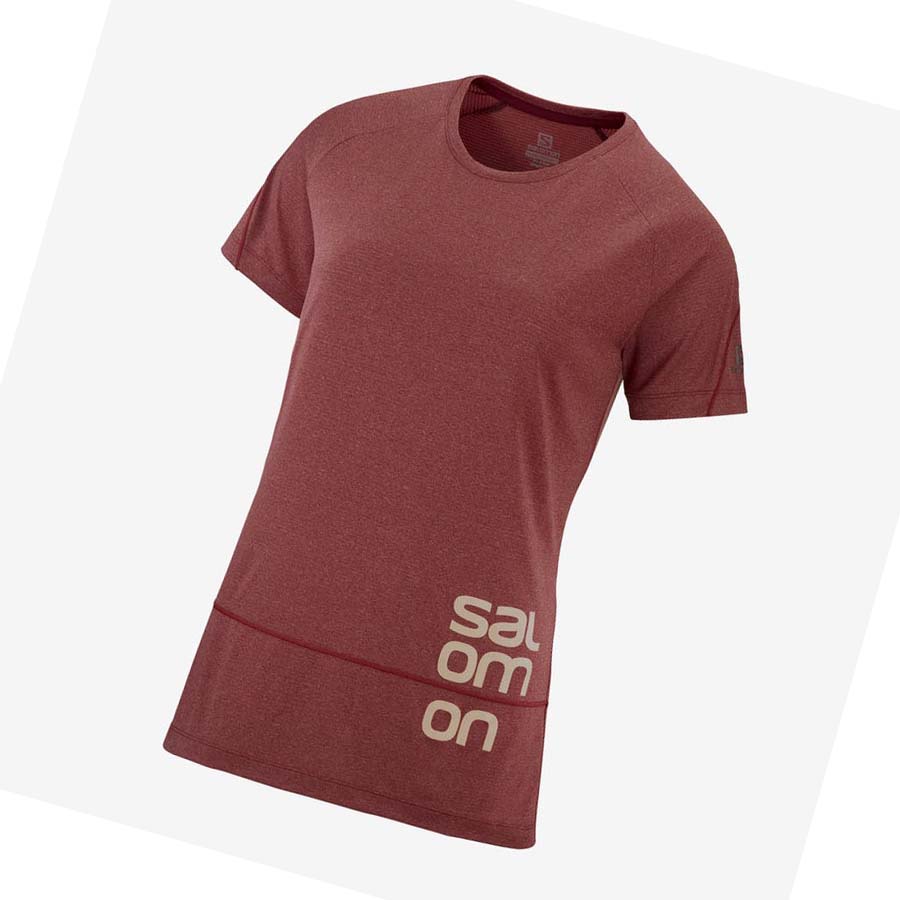 Salomon CROSS RUN GRAPHIC T-skjorte Dame Rød | NO3078OKI