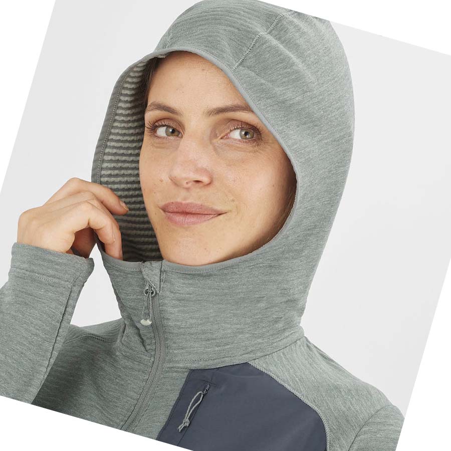 Salomon ESSENTIAL LIGHTWARM HOODED Hettegensere Dame Grønn | NO3119BEX