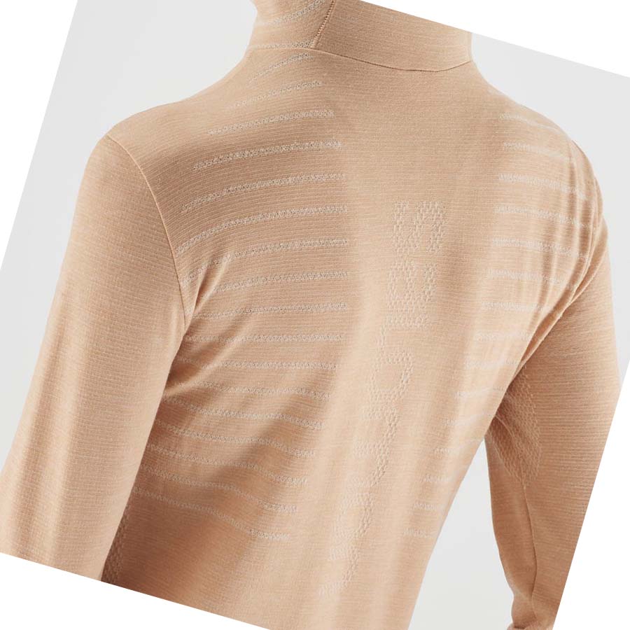 Salomon ESSENTIAL WOOL T-skjorte Dame Beige | NO3061KOR