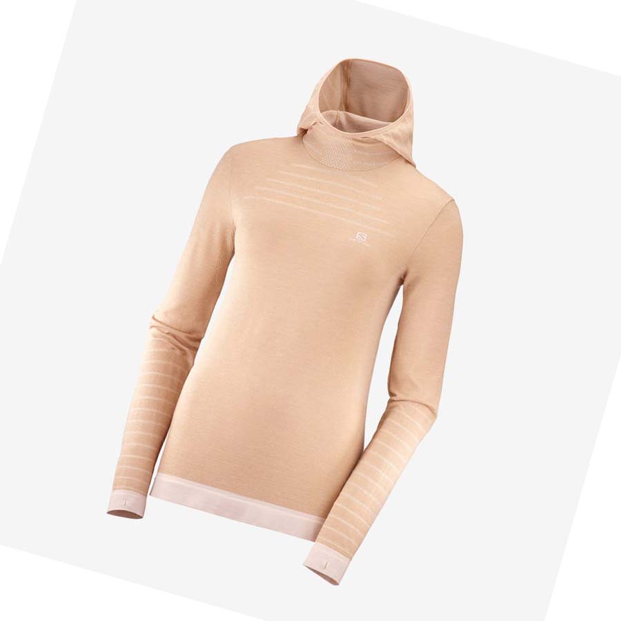 Salomon ESSENTIAL WOOL T-skjorte Dame Beige | NO3061KOR