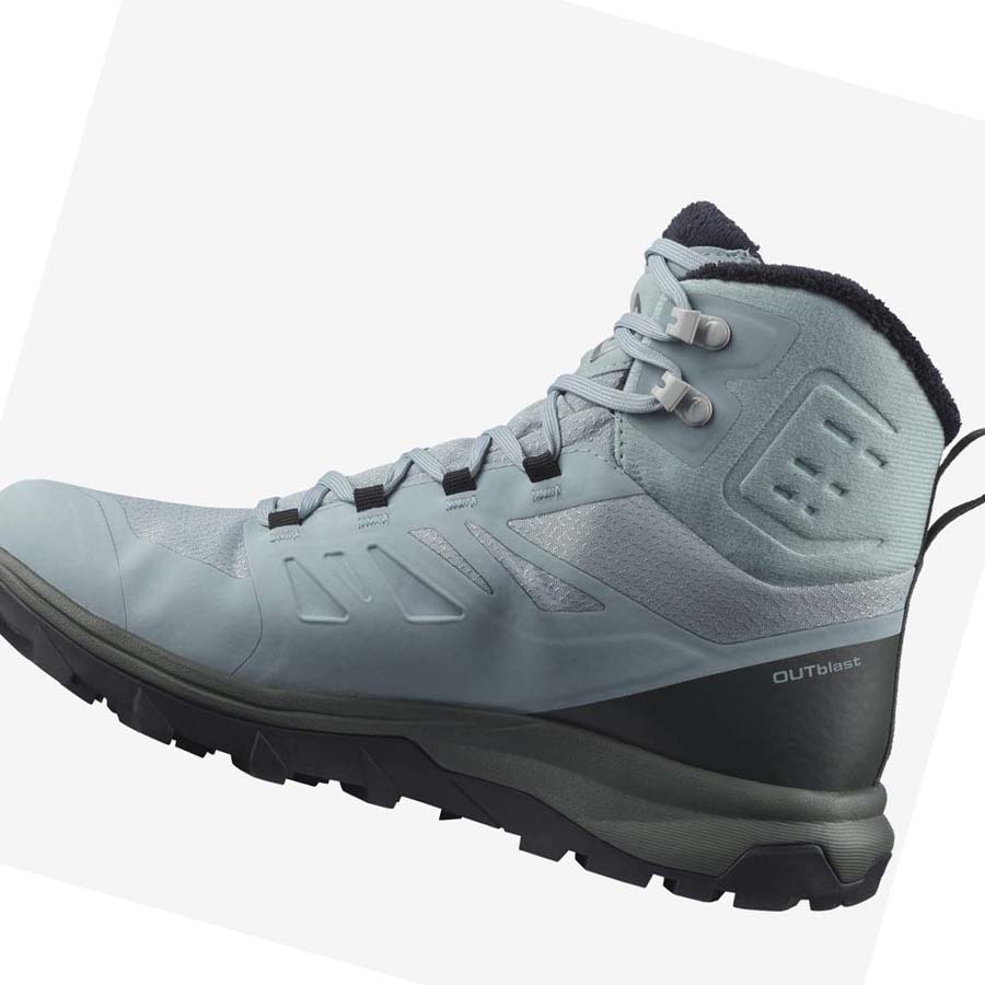 Salomon OUTBLAST THINSULATE™ CLIMASALOMON™ WATERPROOF Vinterstøvler Dame Blå | NO3013CTV