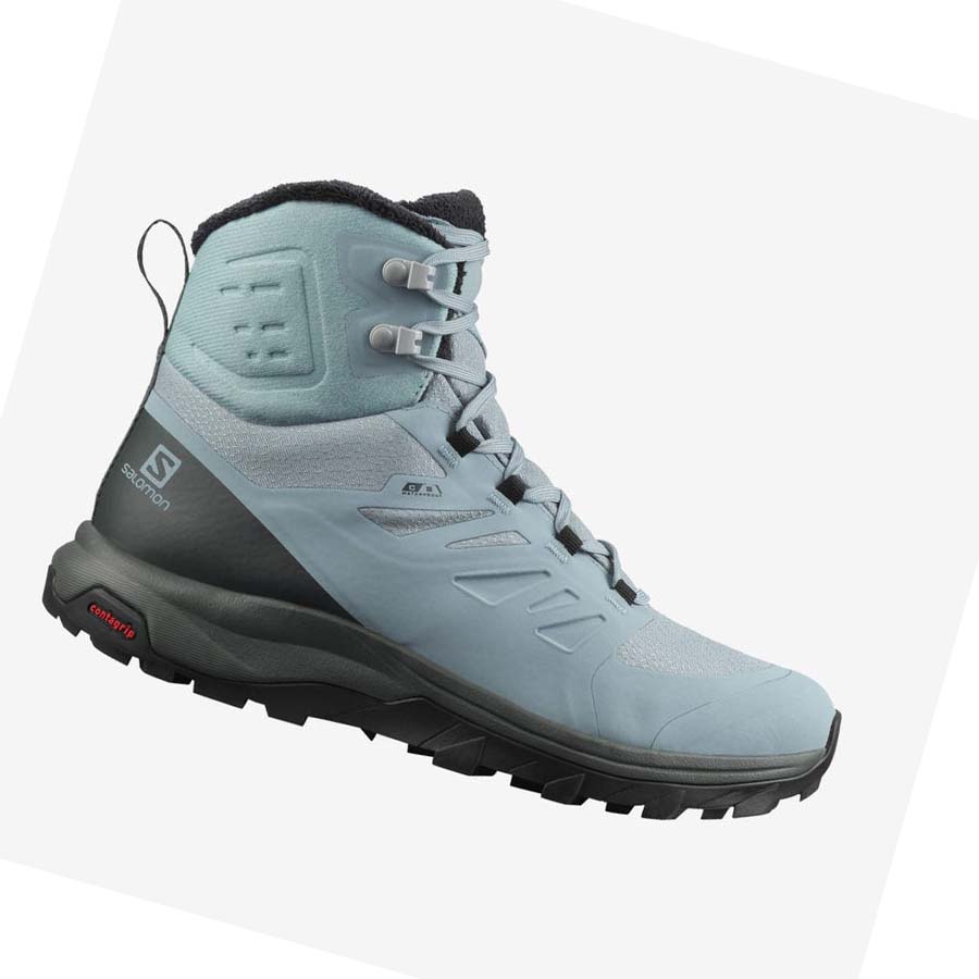 Salomon OUTBLAST THINSULATE™ CLIMASALOMON™ WATERPROOF Vinterstøvler Dame Blå | NO3013CTV