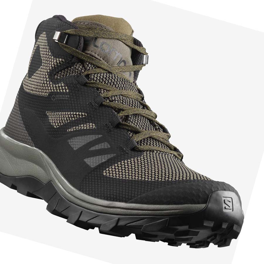 Salomon OUTLINE MID GORE-TEX Fjellsko Herre Olivengrønne Svarte | NO2028HAP