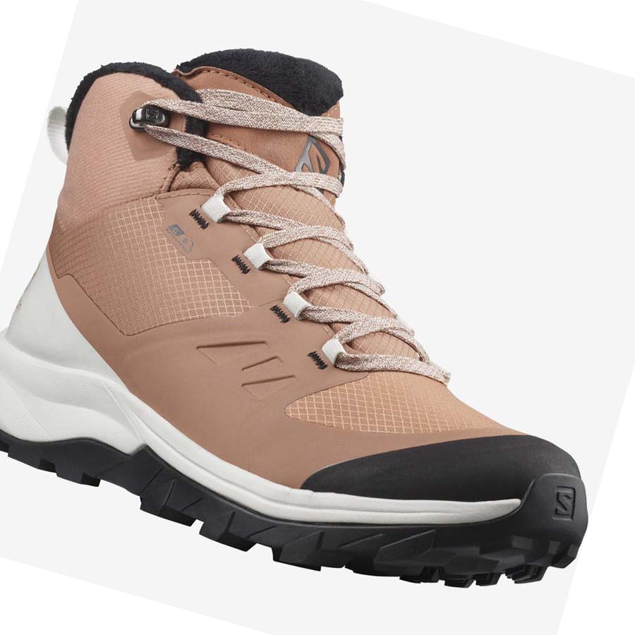 Salomon OUTSNAP CLIMASALOMON™ WATERPROOF Vinterstøvler Dame Beige | NO3011ZUT