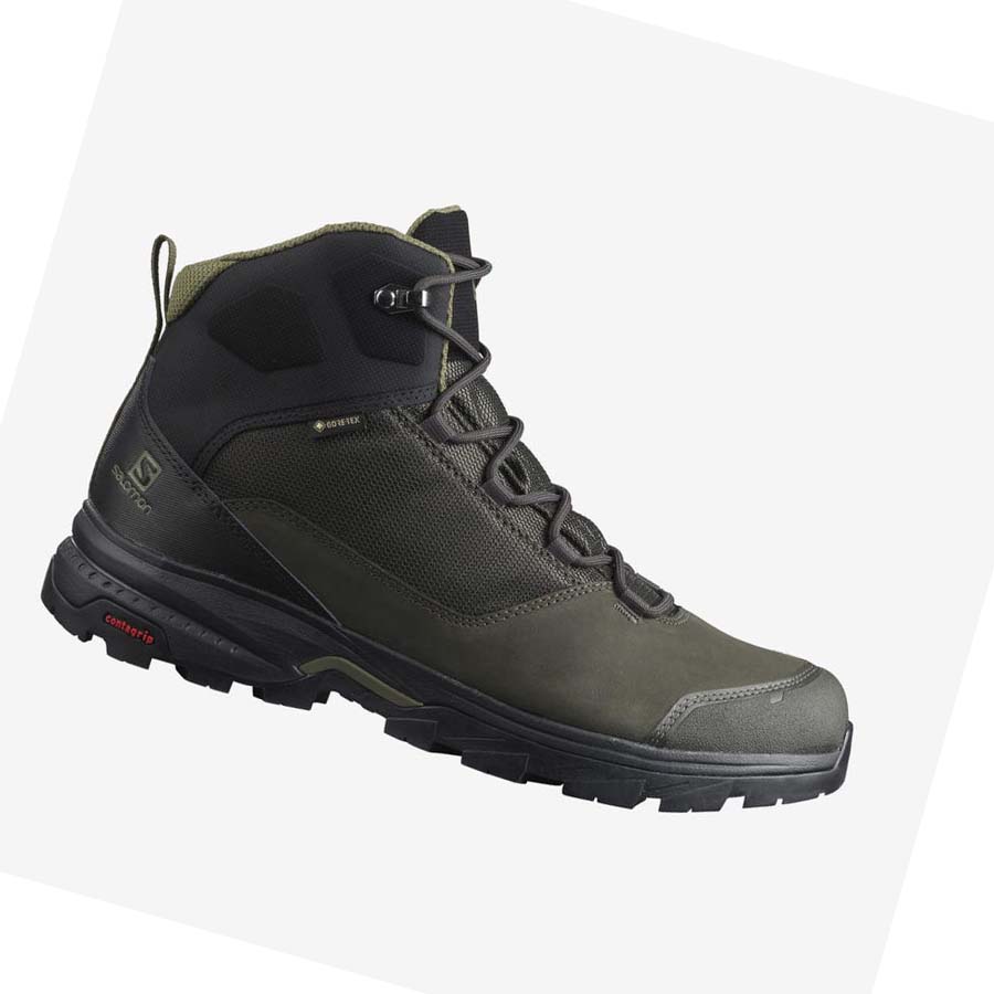 Salomon OUTWARD GORE-TEX Fjellsko Herre Svarte Olivengrønne | NO2019UZG