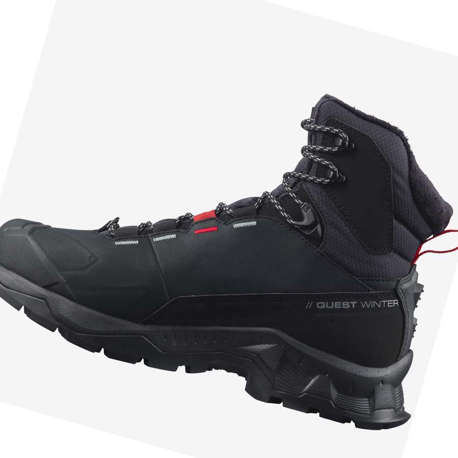 Salomon QUEST WINTER THINSULATE™ CLIMASALOMON™ WATERPROOF Vinterstøvler Herre Svarte | NO2244LIS