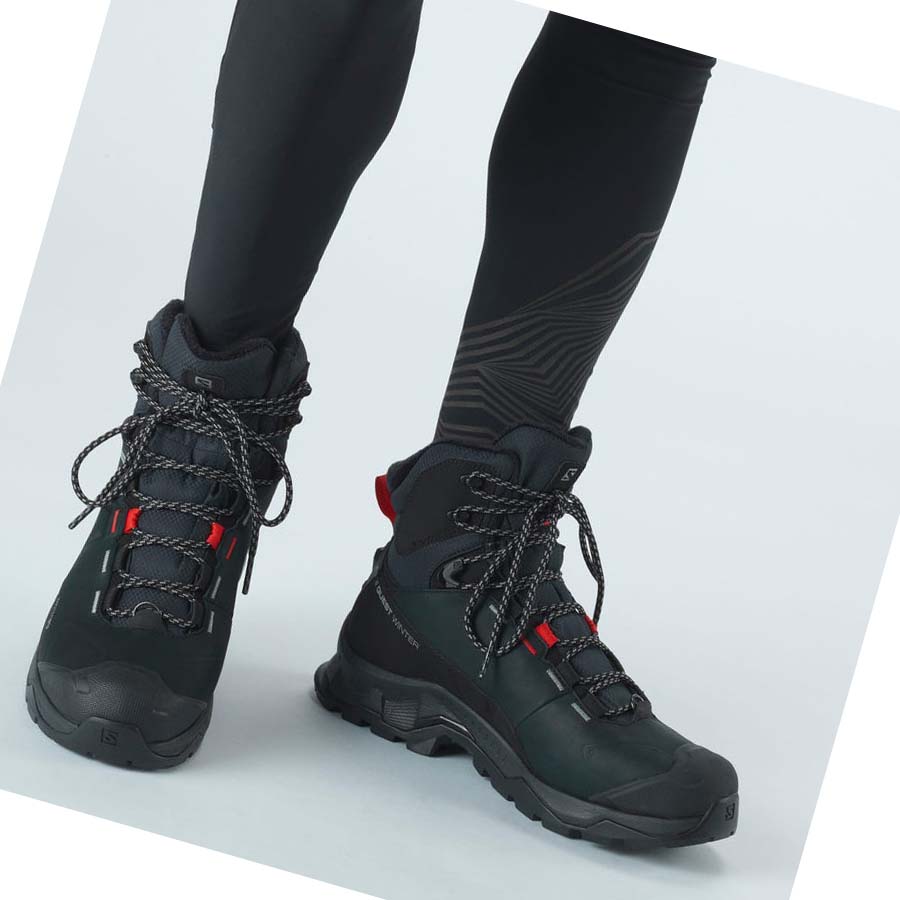 Salomon QUEST WINTER THINSULATE™ CLIMASALOMON™ WATERPROOF Vinterstøvler Dame Svarte | NO3016NWY