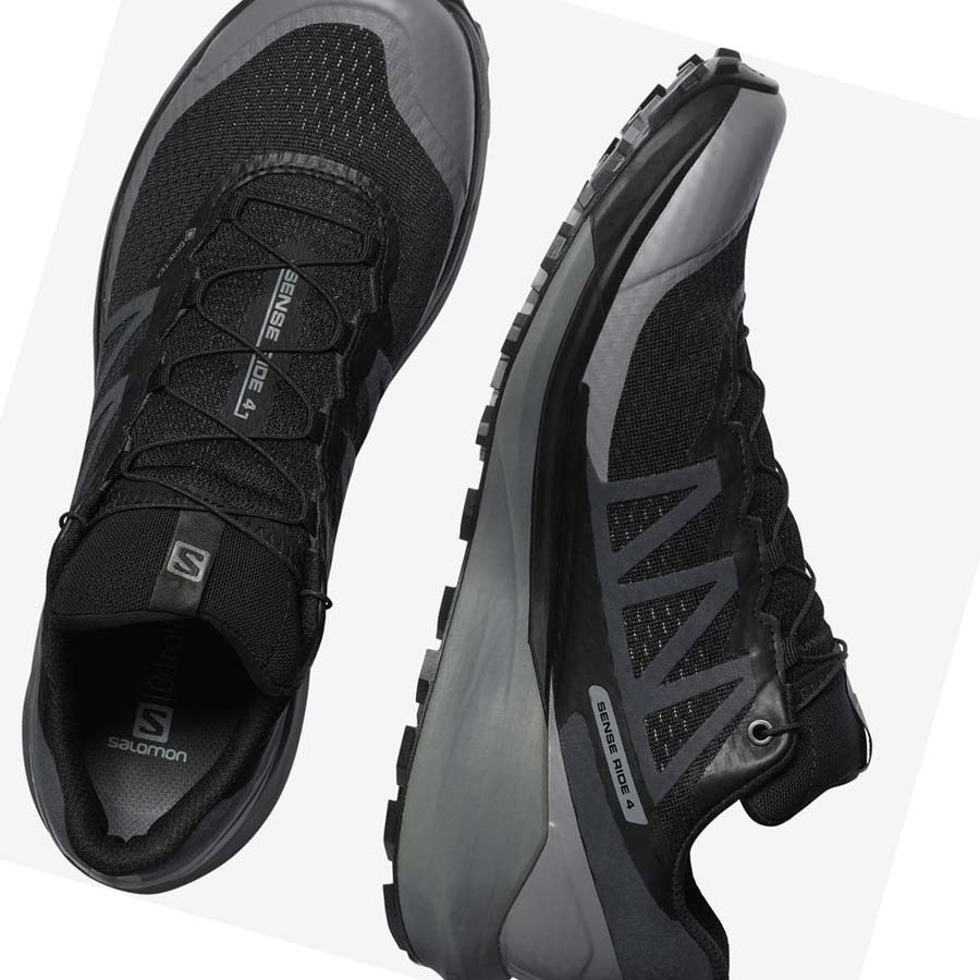 Salomon SENSE RIDE 4 GORE-TEX INVISIBLE FIT Trail Løpesko Herre Svarte Svarte | NO2106VRW