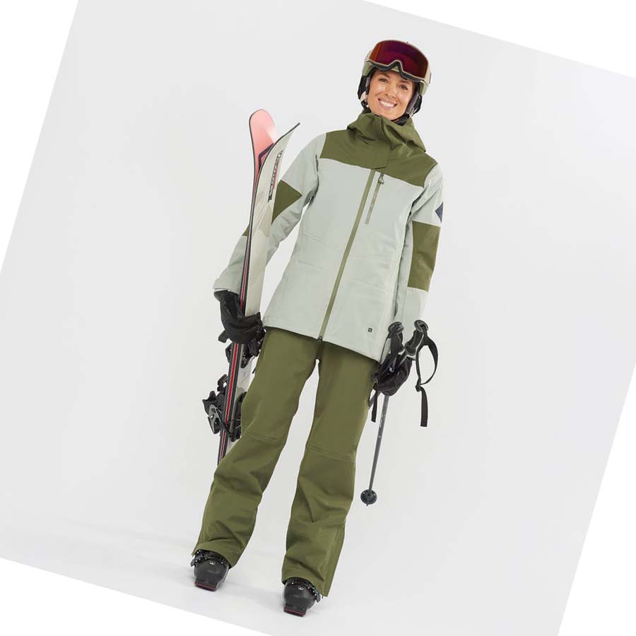 Salomon STANCE 3L BIB Skibukser Dame Olivengrønne | NO3291DFM