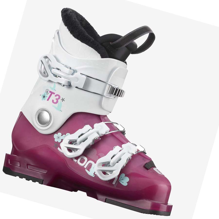 Salomon T3 RT GIRLY Skistøvler Barn Lilla Hvite | NO3624HAP