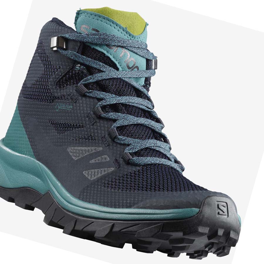 Salomon WoOUTLINE MID GORE-TEX Fjellsko Dame Svarte Grønn | NO2834BEX