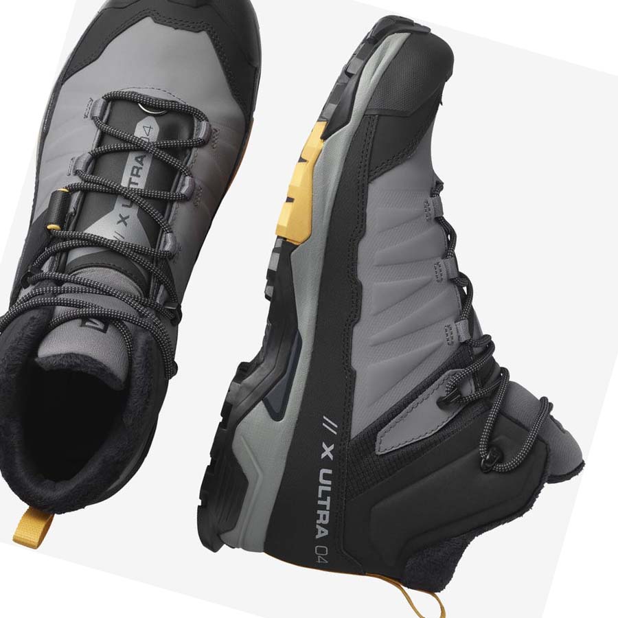 Salomon X ULTRA 4 MID WINTER THINSULATE™ CLIMASALOMON™ WATERPROOF Vinterstøvler Herre Svarte Grå | NO2249BEX