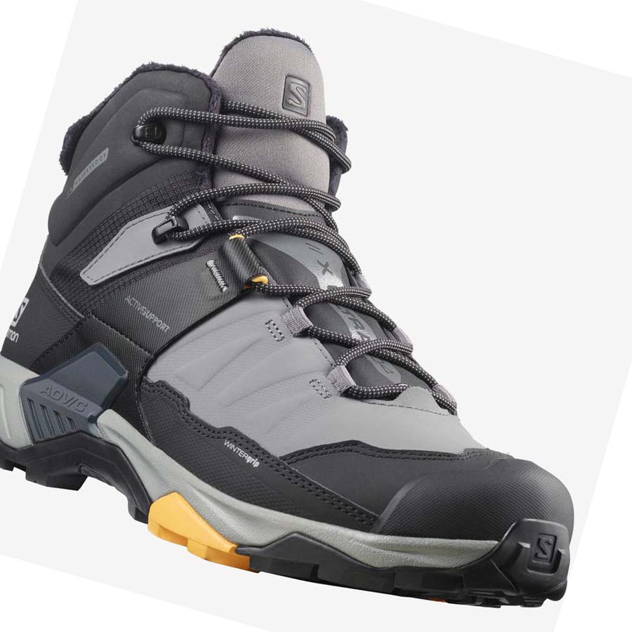 Salomon X ULTRA 4 MID WINTER THINSULATE™ CLIMASALOMON™ WATERPROOF Vinterstøvler Herre Svarte Grå | NO2249BEX