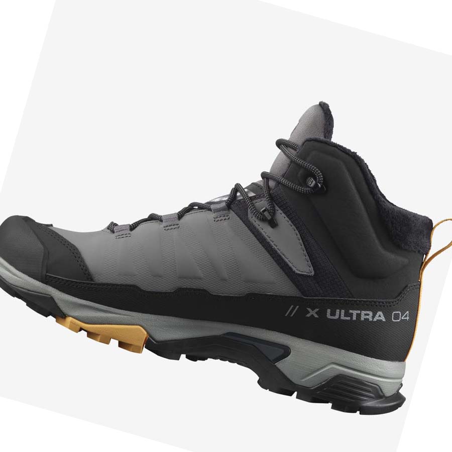 Salomon X ULTRA 4 MID WINTER THINSULATE™ CLIMASALOMON™ WATERPROOF Vinterstøvler Herre Svarte Grå | NO2249BEX