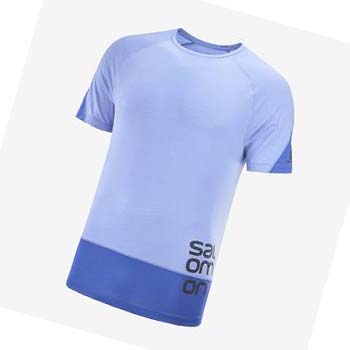 Salomon CROSS RUN GRAPHIC T-skjorte Herre Blå | NO2399YXF