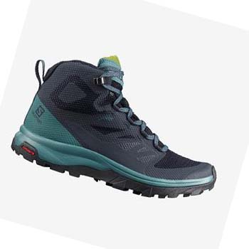 Salomon WoOUTLINE MID GORE-TEX Fjellsko Dame Svarte Grønn | NO2834BEX